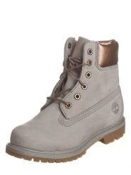 Timberland Skórzane botki w kolorze szarym rozmiar: 38. Szare botki Timberland, bez wzorów, bez obcasa, bez zapięcia. Za 321.39 zł.