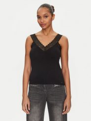 Morgan Top 242-DNAE Czarny Slim Fit. Czarne topy Morgan, xs, bez wzorów, z wiskozy, bez kołnierzyka, bez ramiączek. Za 69.99 zł.
