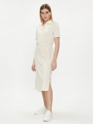 Tommy Hilfiger Sukienka codzienna WW0WW41278 Écru Regular Fit. Sukienki TOMMY HILFIGER, na co dzień, xxs, bez wzorów, z bawełny, bez kołnierzyka, bez ramiączek, proste. Za 369.99 zł.