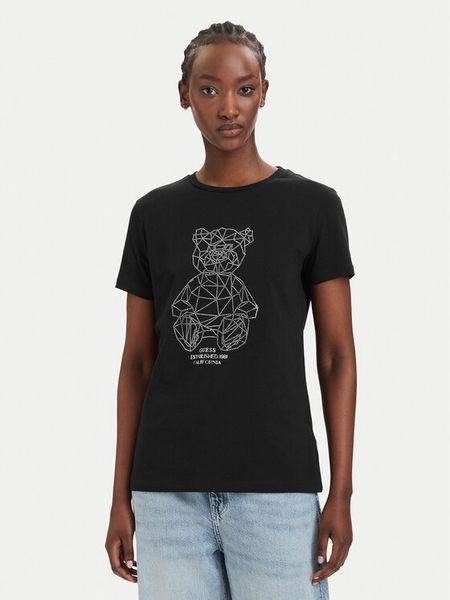 Guess T-Shirt V6GI12 K3325 Czarny Regular Fit. Czarne t-shirty Guess, l, z aplikacjami, z bawełny, bez kołnierzyka, bez ramiączek. Za 121.99 zł.