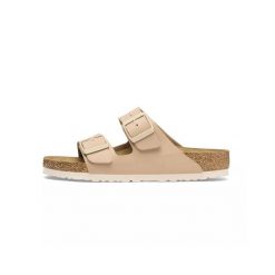 Klapki damskie Birkenstock 1027723. Brązowe klapki Birkenstock, bez wzorów, z materiału, bez obcasa. Za 443.00 zł.