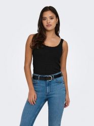ONLY Top w kolorze czarnym rozmiar: XS. Czarne topy Only, xs, bez wzorów, bez kołnierzyka, bez ramiączek. Za 63.95 zł.