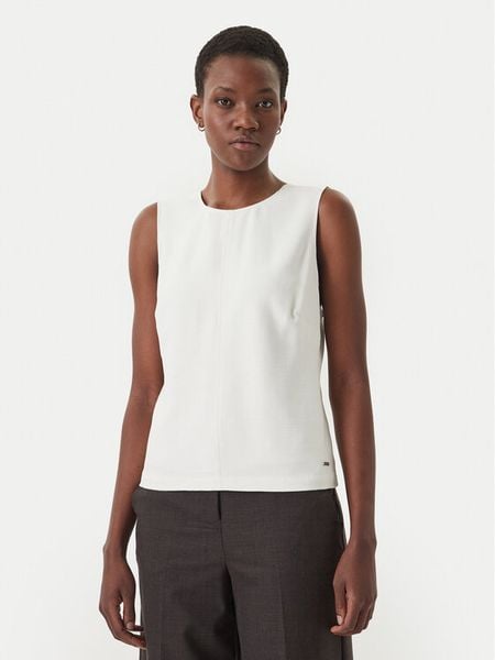 Calvin Klein Top LV044F108G Écru Regular Fit. Białe topy Calvin Klein, bez wzorów, z wiskozy, bez kołnierzyka, bez ramiączek. Za 294.99 zł.