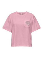 ONLY Koszulka "Terza" w kolorze jasnoróżowym rozmiar: L. Różowe bluzki Only, l, bez wzorów, z bawełny, bez kołnierzyka, bez ramiączek. Za 60.99 zł.