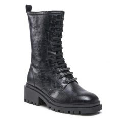 Trzewiki Sergio Bardi. Czarne botki Sergio Bardi, bez wzorów, bez obcasa, na płaskiej podeszwie, bez zapięcia. Za 238.99 zł.