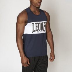 Tank top treningowy LEONE 1947 Shock Boxing. Niebieskie topy LEONE 1947, m, bez wzorów, bez kołnierzyka, bez ramiączek. Za 73.99 zł.
