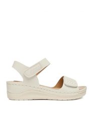 Go Soft Sandały CEO-W23206 Écru. Białe sandały GO SOFT, bez wzorów, ze skóry, bez obcasa, na koturnie, bez zapięcia. Za 119.99 zł.