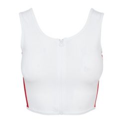 Damski crop top Urban Classic Stripe zip. Białe topy Urban Classics, bez wzorów, bez kołnierzyka, bez ramiączek. Za 102.50 zł.