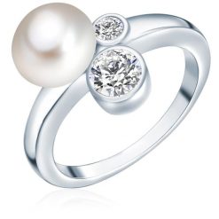 Valero Pearls Pierścionek z perłą srebro wysokiej próby Cyrkonia Perła hodowlana słodkowodna srebrny Pierścionki 1 ct Damski. Szare pierścionki Valero Pearls, z cyrkonią, srebrne. Za 229.99 zł.