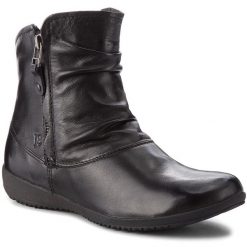 Botki Josef Seibel. Czarne botki Josef Seibel, bez wzorów, bez obcasa, na płaskiej podeszwie, bez zapięcia. Za 499.99 zł.