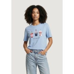 Koszulka crop top Kobieta ONLY Onlburst Life S/S Popcorn Top Box Jrs. Niebieskie topy Only, s, bez wzorów, z bawełny, bez kołnierzyka, bez ramiączek. W wyprzedaży za 146.35 zł.