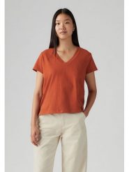 Levi's Koszulka w kolorze ceglanym rozmiar: M. Brązowe bluzki Levi's®, m, bez wzorów, z bawełny, bez kołnierzyka, bez ramiączek. Za 48.16 zł.