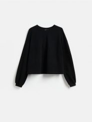 Bawełniana bluza - czarny. Czarne bluzy Reserved, l, bez wzorów, z bawełny, bez kaptura. Za 99.99 zł.