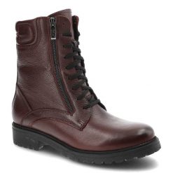 Bordowe Botki Damskie Simen Modne Skórzane Buty. Czerwone botki Simen, bez wzorów, ze skóry, bez obcasa, bez zapięcia. Za 389.00 zł.