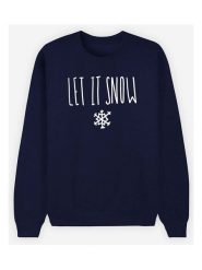 WOOOP Bluza "Let it Snow" w kolorze granatowym rozmiar: L. Niebieskie bluzy Wooop, l, bez wzorów, z bawełny, bez kaptura. Za 83.42 zł.