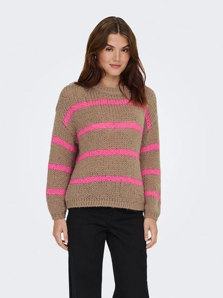 ONLY Sweter w kolorze jasnobrązowo-różowym rozmiar: M. Brązowe swetry Only, m, bez wzorów, ze splotem, bez ramiączek. Za 129.95 zł.
