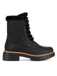 Rieker Botki 72625-00 Czarny. Czarne botki Rieker, bez wzorów, z materiału, bez obcasa, na płaskiej podeszwie, bez zapięcia. Za 389.99 zł.