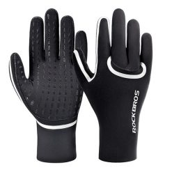 Rękawiczki rowerowe Rockbros pełne, wodoodporne. Czarne rękawiczki ROCKBROS, bez wzorów, sportowe. Za 199.99 zł.