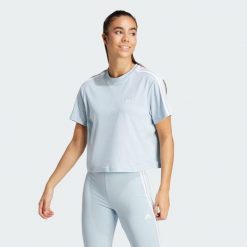 Koszulka damska adidas Essentials 3-Stripes. Białe bluzki Adidas, xl, bez wzorów, z jersey, sportowe, bez kołnierzyka, bez ramiączek. Za 103.00 zł.