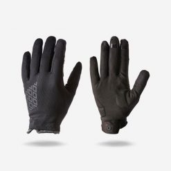 Rękawiczki rowerowe MTB Rockrider oddychające 100. Czarne rękawiczki ROCKRIDER, bez wzorów, z materiału, sportowe. Za 69.99 zł.