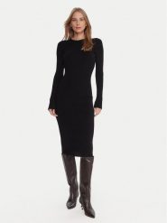 Kontatto Sukienka dzianinowa 3M0829C Czarny Slim Fit. Czarne sukienki Kontatto, m, bez wzorów, z dzianiny, bez kołnierzyka, bez ramiączek. Za 459.99 zł.