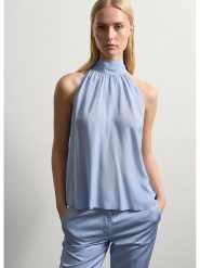 STEFANEL Bluzka w kolorze błękitnym rozmiar: L. Niebieskie bluzki Stefanel, l, bez wzorów, z wiskozy, bez kołnierzyka, bez ramiączek. Za 165.99 zł.