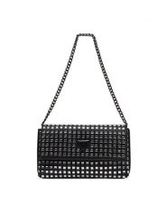 Guess Torebka HWIM9350700 Czarny. Czarne listonoszki Guess, z aplikacjami, z materiału, bez dodatków. Za 359.99 zł.