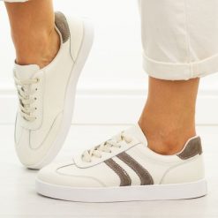 Beżowe skórzane półbuty damskie Vinceza 41505. Brązowe obuwie sportowe VINCEZA, na jesień, z dresówki, bez zapięcia. W wyprzedaży za 192.72 zł.