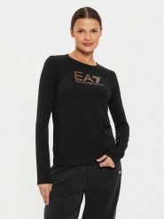 EA7 Emporio Armani Bluzka 6DTT09 TJQCZ 0210 Czarny Slim Fit. Czarne bluzki EA7 Emporio Armani, s, bez wzorów, z bawełny, bez kołnierzyka, bez ramiączek. Za 219.99 zł.