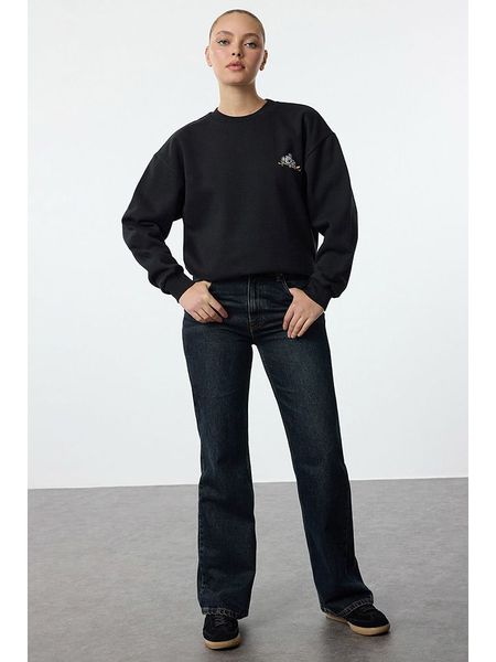 Trendyol Bluza w kolorze czarnym rozmiar: XL. Czarne bluzy Trendyol, xl, bez wzorów, z bawełny, bez kaptura. Za 57.06 zł.