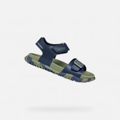 Sandały GEOX SANDAL FUSBETTO BO Zielony. Niebieskie sandały Geox, bez wzorów, z syntetyku, bez obcasa, bez zapięcia. Za 189.99 zł.