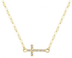 Złoty naszyjnik z cyrkoniami - krzyż. Żółte naszyjniki Apart, z cyrkonią, złote. Za 949.00 zł.