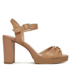 Sandały Geox. Brązowe sandały Geox, bez wzorów, bez obcasa, na słupku, bez zapięcia. Za 659.99 zł.