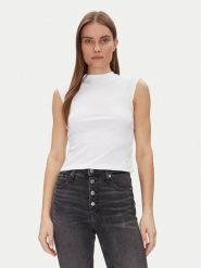 Calvin Klein Top Liquid Touch Top K20K208422 Biały Slim Fit. Białe topy Calvin Klein, l, bez wzorów, z bawełny, bez kołnierzyka, bez ramiączek. Za 119.99 zł.