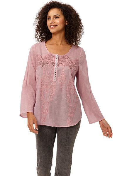 Heine Bluzka w kolorze jasnoróżowym rozmiar: 36. Różowe bluzki Heine, bez wzorów, z bawełny, bez kołnierzyka, bez ramiączek. Za 78.47 zł.