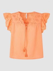 Pepe Jeans Bluzka "Anaise" w kolorze brzoskwiniowym rozmiar: M. Pomarańczowe bluzki Pepe Jeans, m, bez wzorów, z bawełny, bez kołnierzyka, bez ramiączek. Za 191.95 zł.