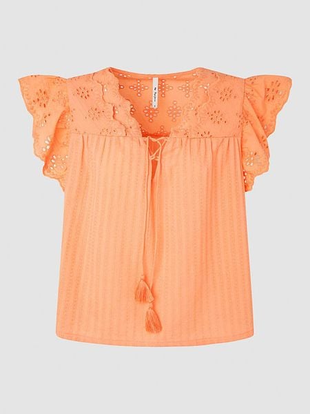 Pepe Jeans Bluzka "Anaise" w kolorze brzoskwiniowym rozmiar: M. Pomarańczowe bluzki Pepe Jeans, m, bez wzorów, z bawełny, bez kołnierzyka, bez ramiączek. Za 191.95 zł.
