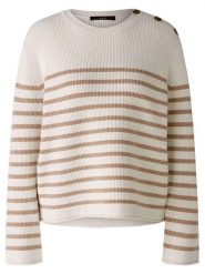 Oui Sweter w kolorze biało-karmelowym rozmiar: 40. Białe swetry Oui, bez wzorów, bez ramiączek. Za 165.99 zł.