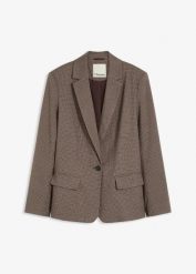 Żakiet w kratę. Brązowe marynarki i żakiety bonprix, bez wzorów, eleganckie. Za 219.99 zł.