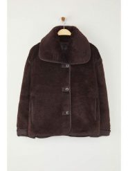 Trendyol Płaszcz pluszowy w kolorze ciemnobrązowym rozmiar: L. Brązowe płaszcze Trendyol, l, bez wzorów, bez kaptura. Za 198.10 zł.