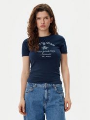 Tommy Jeans T-Shirt Nyc Ringer DW0DW20323 Granatowy Slim Fit. Niebieskie t-shirty Tommy Jeans, l, bez wzorów, z bawełny, bez kołnierzyka, bez ramiączek. Za 99.99 zł.