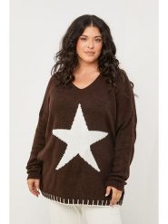 Curvy Lady Sweter w kolorze brązowym rozmiar: 44/46. Brązowe swetry Curvy Lady, bez wzorów, ze splotem, bez ramiączek. Za 86.99 zł.