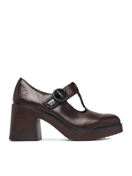 Rieker Półbuty CEO-58053-25 Brązowy ciemny. Brązowe czółenka Rieker, bez wzorów, ze skóry, bez obcasa, na obcasie, bez zapięcia. Za 349.99 zł.