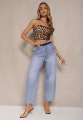 Niebieskie Jeansy Mom Fit High Waist Zapinane na Guziki Zeloiti. Niebieskie jeansy Renee, m, bez wzorów, z podwyższonym stanem. W wyprzedaży za 91.99 zł.