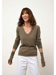 Just Cashmere Kaszmirowy sweter "Joan" w kolorze khaki rozmiar: M. Brązowe swetry Just Cashmere, m, bez wzorów, z kaszmiru, bez ramiączek. Za 347.99 zł.