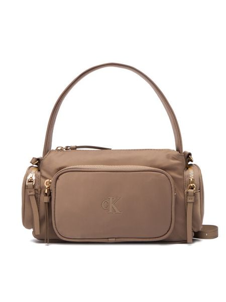 Calvin Klein Torebka Pocket Nylon Bag W/Strap LV04F3132G Beżowy. Brązowe torebki klasyczne Calvin Klein, bez wzorów, z materiału, bez dodatków. Za 449.99 zł.