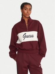 Guess Bluza V5BQ00 KCX22 Bordowy Regular Fit. Czerwone bluzy Guess, xl, z aplikacjami, z syntetyku, bez kaptura. Za 399.99 zł.