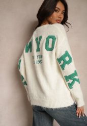 Jasnobeżowy Sweter z Wełną i Geometrycznym Zdobieniem na Rękawach Zivita. Brązowe swetry Renee, uniwersalny, z aplikacjami, z jeansu, bez ramiączek. W wyprzedaży za 125.99 zł.