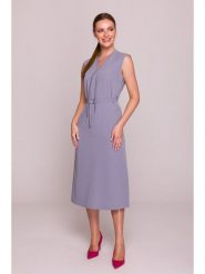 Stylove Sukienka w kolorze fioletowym rozmiar: XXL. Różowe sukienki Stylove, xxl, bez wzorów, bez kołnierzyka, bez ramiączek, midi. Za 249.95 zł.