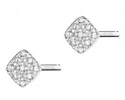 Kolczyki z białego złota z diamentami - kwadraty - 0,05 ct - próba 375. Białe kolczyki Apart, z diamentem, złote. W wyprzedaży za 671.30 zł.